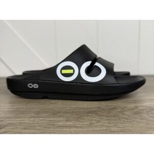 OOFOS OOahh Sport Slide Open Toe Black Sandal Women's Size 8